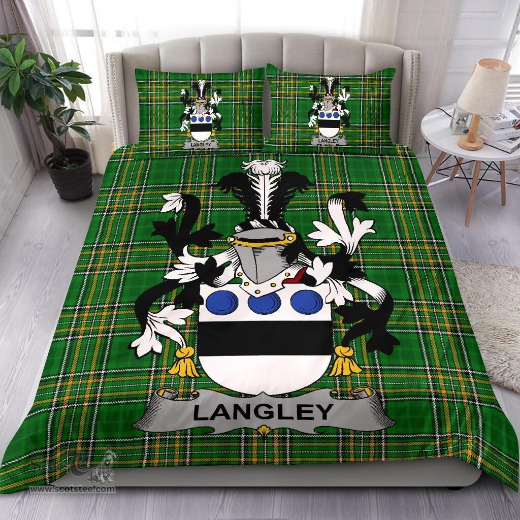 Irish Langley Coat of Arms Family Crest Ireland Bedding Set Irish National Tartan Irish County Bedding Set Duvet Covers