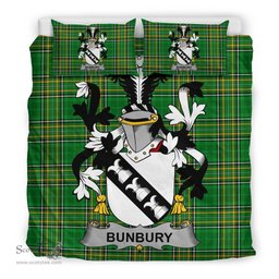Irish Bunbury Coat of Arms Family Crest Ireland Bedding Set Irish National Tartan Irish County Bedding Set Duvet Covers