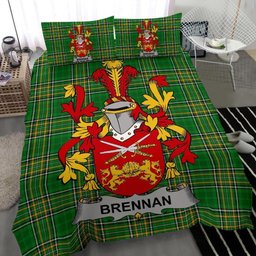 Irish Brennan or O'Brennan Coat of Arms Family Crest Ireland Bedding Set Irish National Tartan Irish County Bedding Set Duvet Covers