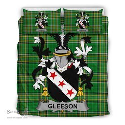 Irish Gleeson or O'Glissane Coat of Arms Family Crest Ireland Bedding Set Irish National Tartan Irish County Bedding Set Duvet Covers