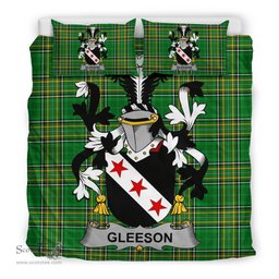 Irish Gleeson or O'Glissane Coat of Arms Family Crest Ireland Bedding Set Irish National Tartan Irish County Bedding Set Duvet Covers