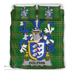 Irish Dolphin or Dolphyn Coat of Arms Family Crest Ireland Bedding Set Irish National Tartan Irish County Bedding Set Duvet Covers