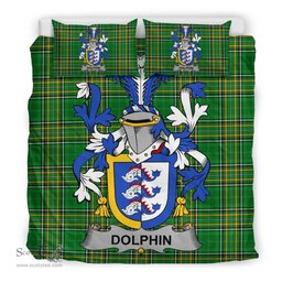 Irish Dolphin or Dolphyn Coat of Arms Family Crest Ireland Bedding Set Irish National Tartan Irish County Bedding Set Duvet Covers