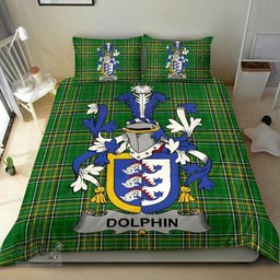 Irish Dolphin or Dolphyn Coat of Arms Family Crest Ireland Bedding Set Irish National Tartan Irish County Bedding Set Duvet Covers