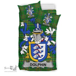 Irish Dolphin or Dolphyn Coat of Arms Family Crest Ireland Bedding Set Irish National Tartan Irish County Bedding Set Duvet Covers