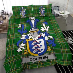 Irish Dolphin or Dolphyn Coat of Arms Family Crest Ireland Bedding Set Irish National Tartan Irish County Bedding Set Duvet Covers