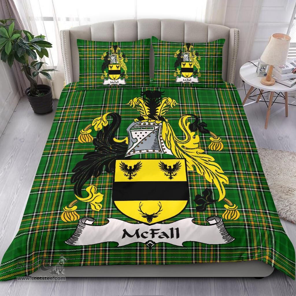Irish McFall Coat of Arms Family Crest Ireland Bedding Set Irish National Tartan Irish County Bedding Set Duvet Covers