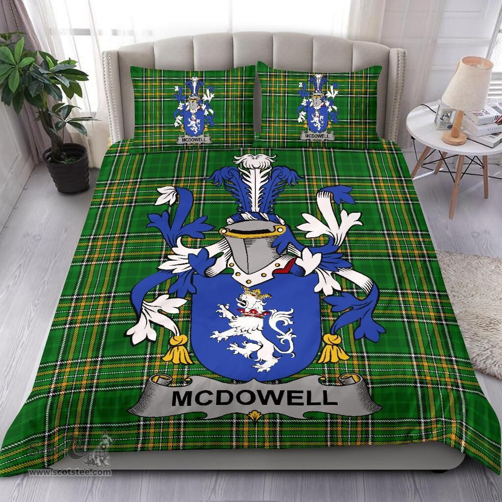 Irish McDowell Coat of Arms Family Crest Ireland Bedding Set Irish National Tartan Irish County Bedding Set Duvet Covers