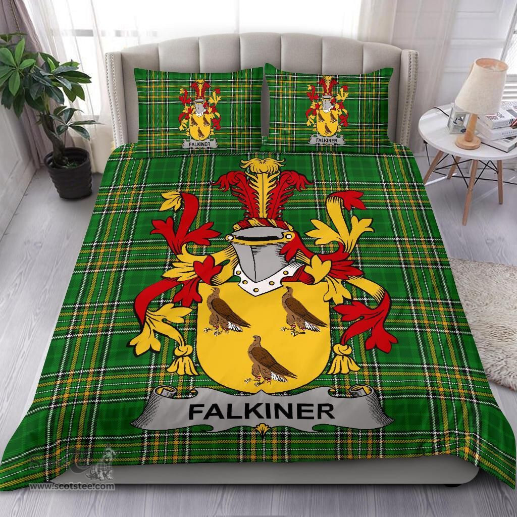 Irish Falkiner Coat of Arms Family Crest Ireland Bedding Set Irish National Tartan Irish County Bedding Set Duvet Covers