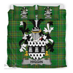 Irish Higgin or O'Higgin Coat of Arms Family Crest Ireland Bedding Set Irish National Tartan Irish County Bedding Set Duvet Covers