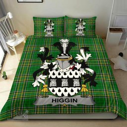 Irish Higgin or O'Higgin Coat of Arms Family Crest Ireland Bedding Set Irish National Tartan Irish County Bedding Set Duvet Covers