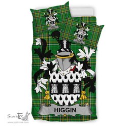 Irish Higgin or O'Higgin Coat of Arms Family Crest Ireland Bedding Set Irish National Tartan Irish County Bedding Set Duvet Covers