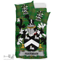 Irish Harman Coat of Arms Family Crest Ireland Bedding Set Irish National Tartan Irish County Bedding Set Duvet Covers