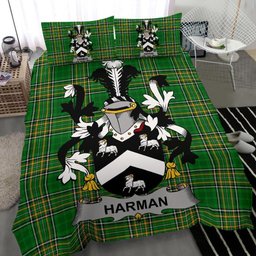 Irish Harman Coat of Arms Family Crest Ireland Bedding Set Irish National Tartan Irish County Bedding Set Duvet Covers