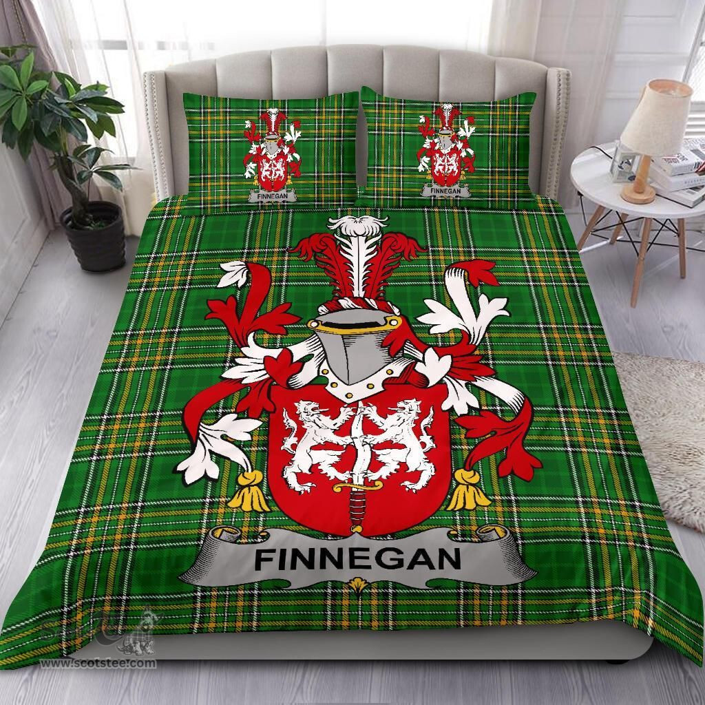 Irish Finnegan or O'Finnegan Coat of Arms Family Crest Ireland Bedding Set Irish National Tartan Irish County Bedding Set Duvet Covers