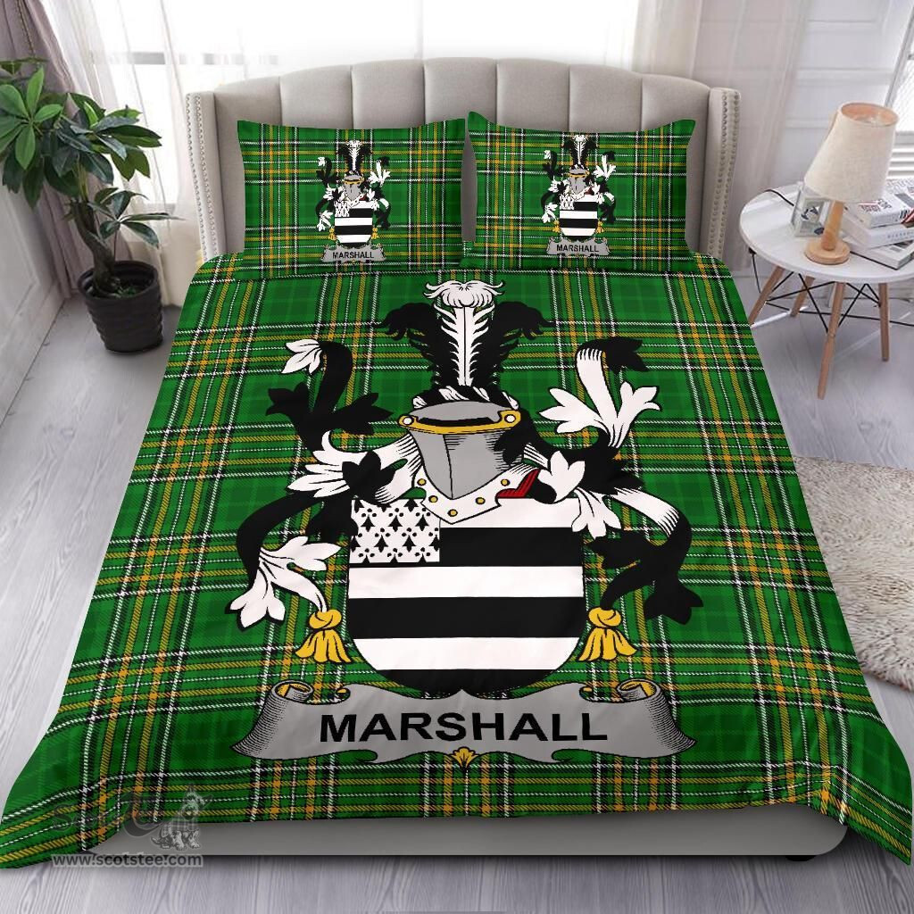 Irish Marshall Coat of Arms Family Crest Ireland Bedding Set Irish National Tartan Irish County Bedding Set Duvet Covers