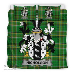 Irish Nicholson Coat of Arms Family Crest Ireland Bedding Set Irish National Tartan Irish County Bedding Set Duvet Covers