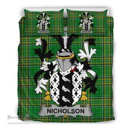 Irish Nicholson Coat of Arms Family Crest Ireland Bedding Set Irish National Tartan Irish County Bedding Set Duvet Covers