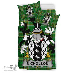 Irish Nicholson Coat of Arms Family Crest Ireland Bedding Set Irish National Tartan Irish County Bedding Set Duvet Covers