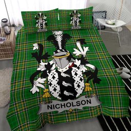Irish Nicholson Coat of Arms Family Crest Ireland Bedding Set Irish National Tartan Irish County Bedding Set Duvet Covers