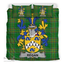 Irish Regan or O'Regan Coat of Arms Family Crest Ireland Bedding Set Irish National Tartan Irish County Bedding Set Duvet Covers