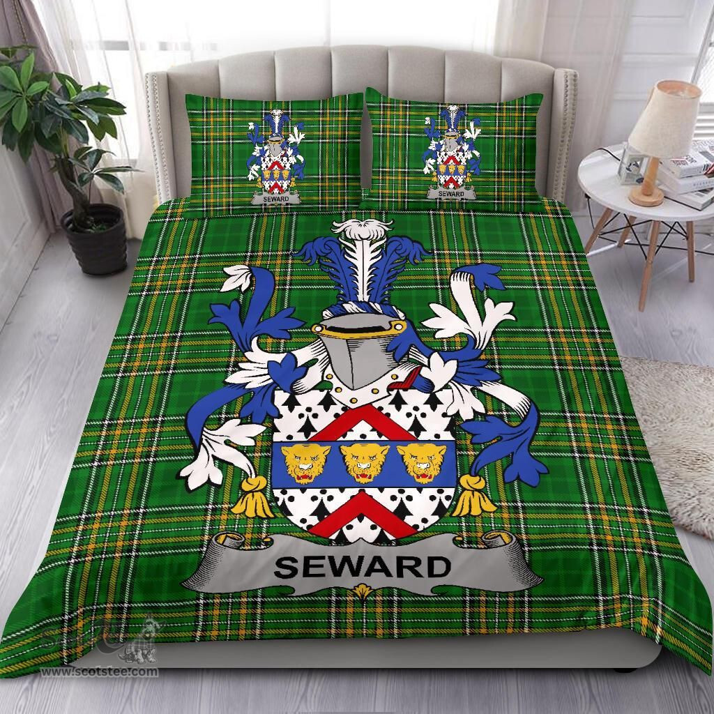 Irish Seward Coat of Arms Family Crest Ireland Bedding Set Irish National Tartan Irish County Bedding Set Duvet Covers