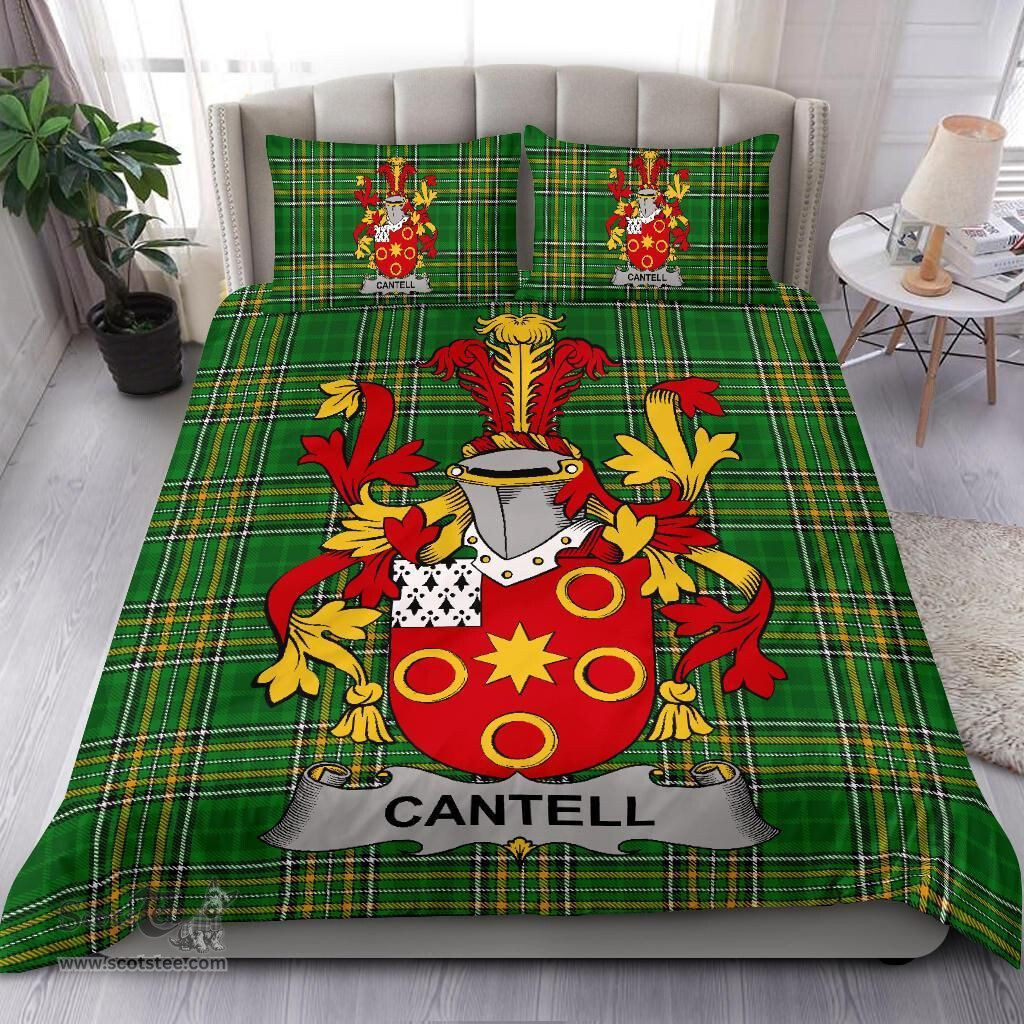 Irish Cantell Coat of Arms Family Crest Ireland Bedding Set Irish National Tartan Irish County Bedding Set Duvet Covers