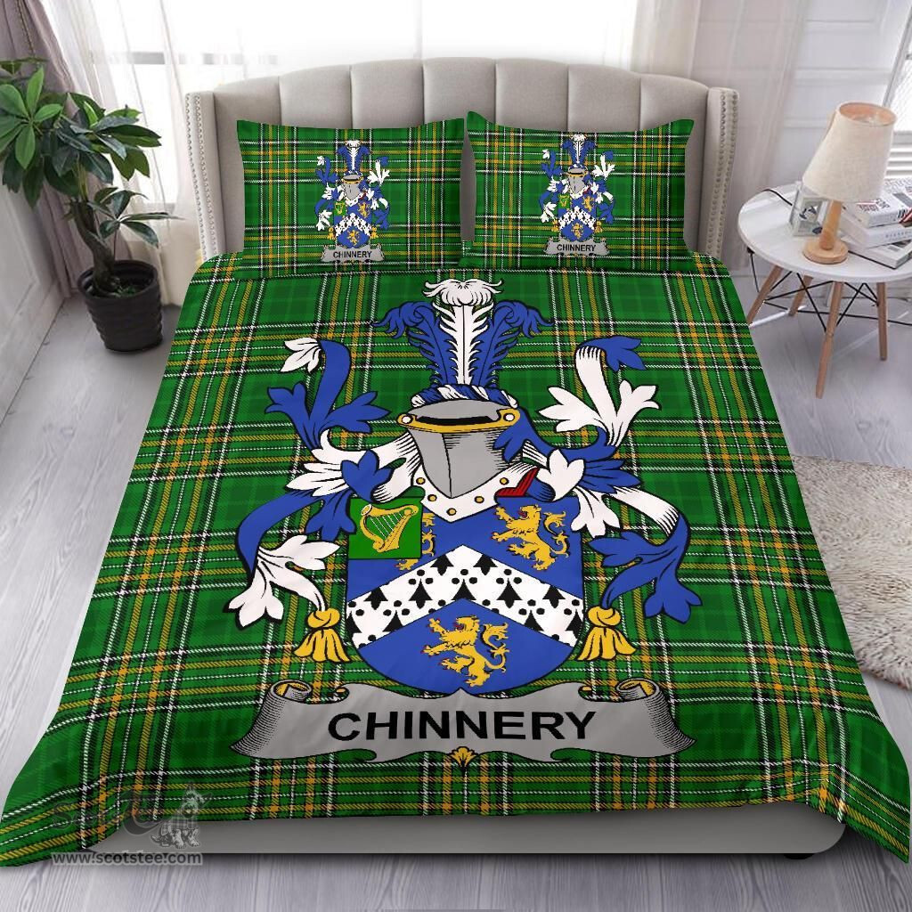 Irish Chinnery Coat of Arms Family Crest Ireland Bedding Set Irish National Tartan Irish County Bedding Set Duvet Covers