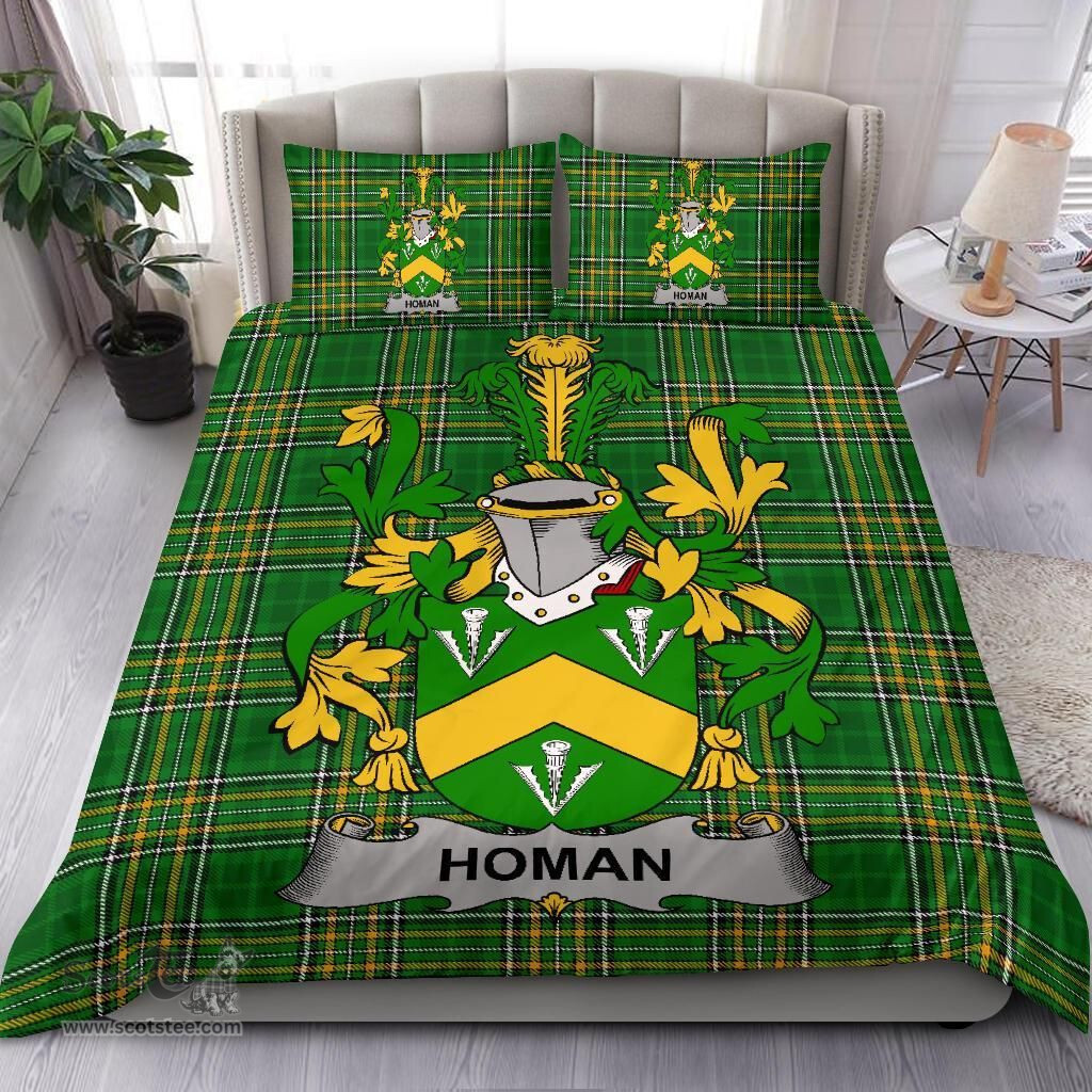 Irish Homan or Howman Coat of Arms Family Crest Ireland Bedding Set Irish National Tartan Irish County Bedding Set Duvet Covers