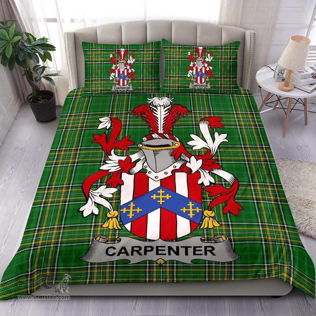 Irish Carpenter Coat of Arms Family Crest Ireland Bedding Set Irish National Tartan Irish County Bedding Set Duvet Covers