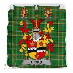 Irish Hicks Coat of Arms Family Crest Ireland Bedding Set Irish National Tartan Irish County Bedding Set Duvet Covers