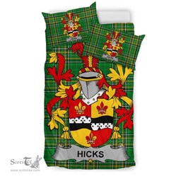 Irish Hicks Coat of Arms Family Crest Ireland Bedding Set Irish National Tartan Irish County Bedding Set Duvet Covers