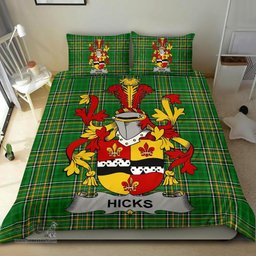 Irish Hicks Coat of Arms Family Crest Ireland Bedding Set Irish National Tartan Irish County Bedding Set Duvet Covers