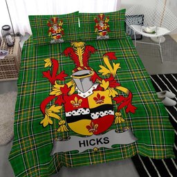 Irish Hicks Coat of Arms Family Crest Ireland Bedding Set Irish National Tartan Irish County Bedding Set Duvet Covers