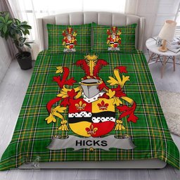 Irish Hicks Coat of Arms Family Crest Ireland Bedding Set Irish National Tartan Irish County Bedding Set Duvet Covers