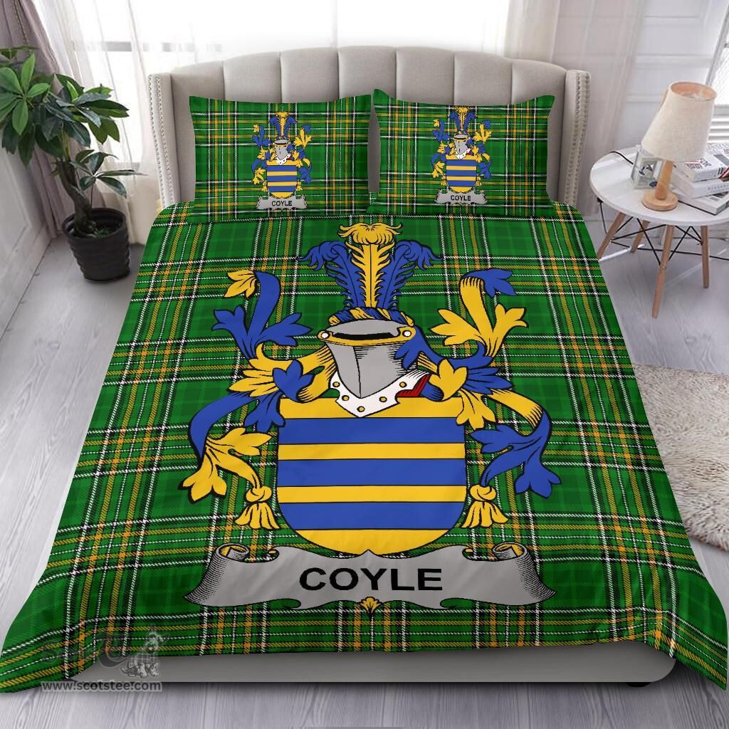 Irish Coyle or McCoyle Coat of Arms Family Crest Ireland Bedding Set Irish National Tartan Irish County Bedding Set Duvet Covers