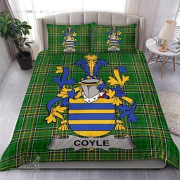 Irish Coyle or McCoyle Coat of Arms Family Crest Ireland Bedding Set Irish National Tartan Irish County Bedding Set Duvet Covers