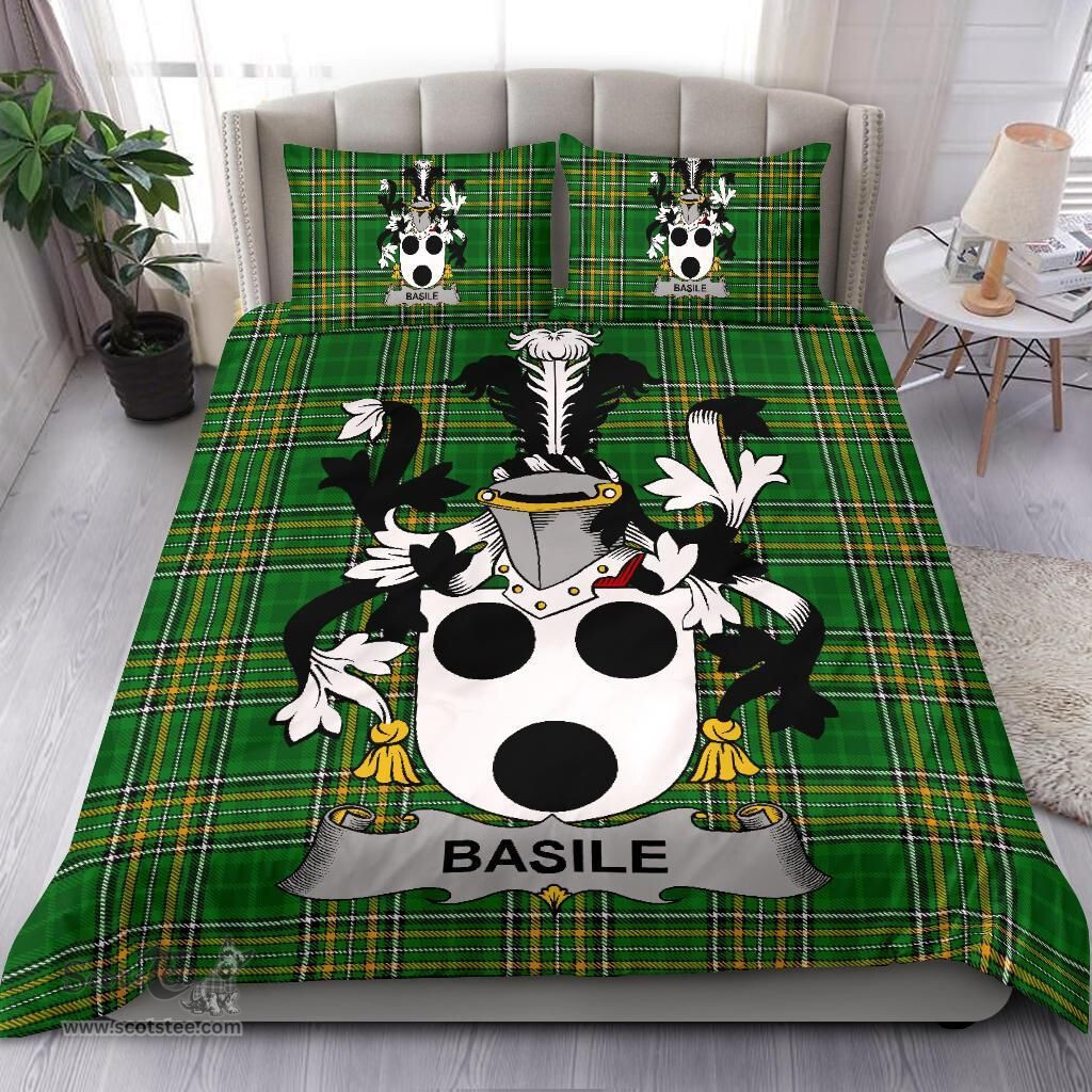 Irish Basile Coat of Arms Family Crest Ireland Bedding Set Irish National Tartan Irish County Bedding Set Duvet Covers