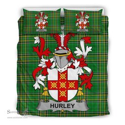 Irish Hurley or O'Hurley Coat of Arms Family Crest Ireland Bedding Set Irish National Tartan Irish County Bedding Set Duvet Covers