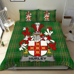 Irish Hurley or O'Hurley Coat of Arms Family Crest Ireland Bedding Set Irish National Tartan Irish County Bedding Set Duvet Covers