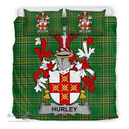 Irish Hurley or O'Hurley Coat of Arms Family Crest Ireland Bedding Set Irish National Tartan Irish County Bedding Set Duvet Covers