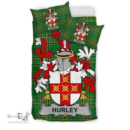 Irish Hurley or O'Hurley Coat of Arms Family Crest Ireland Bedding Set Irish National Tartan Irish County Bedding Set Duvet Covers