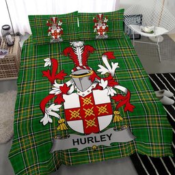 Irish Hurley or O'Hurley Coat of Arms Family Crest Ireland Bedding Set Irish National Tartan Irish County Bedding Set Duvet Covers