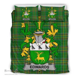 Irish Edwards Coat of Arms Family Crest Ireland Bedding Set Irish National Tartan Irish County Bedding Set Duvet Covers