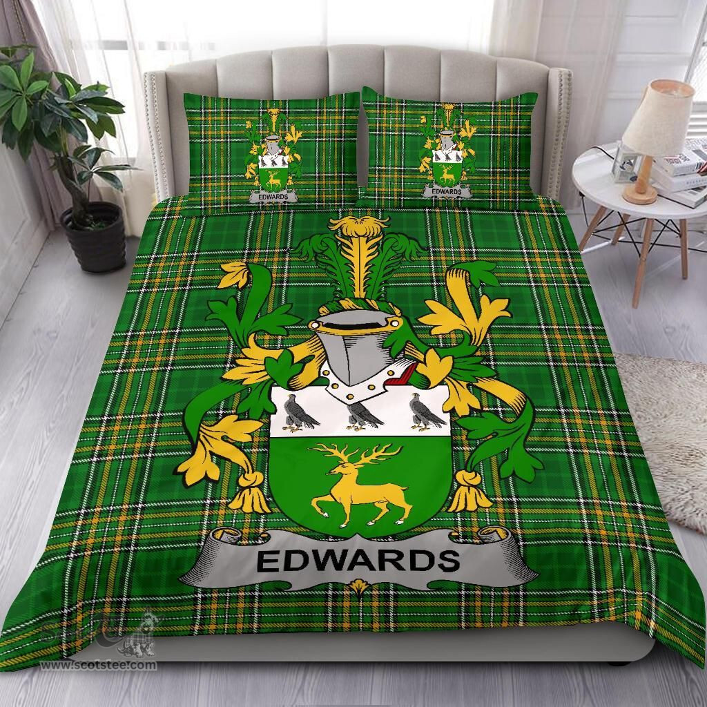 Irish Edwards Coat of Arms Family Crest Ireland Bedding Set Irish National Tartan Irish County Bedding Set Duvet Covers