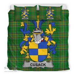 Irish Cusack Coat of Arms Family Crest Ireland Bedding Set Irish National Tartan Irish County Bedding Set Duvet Covers