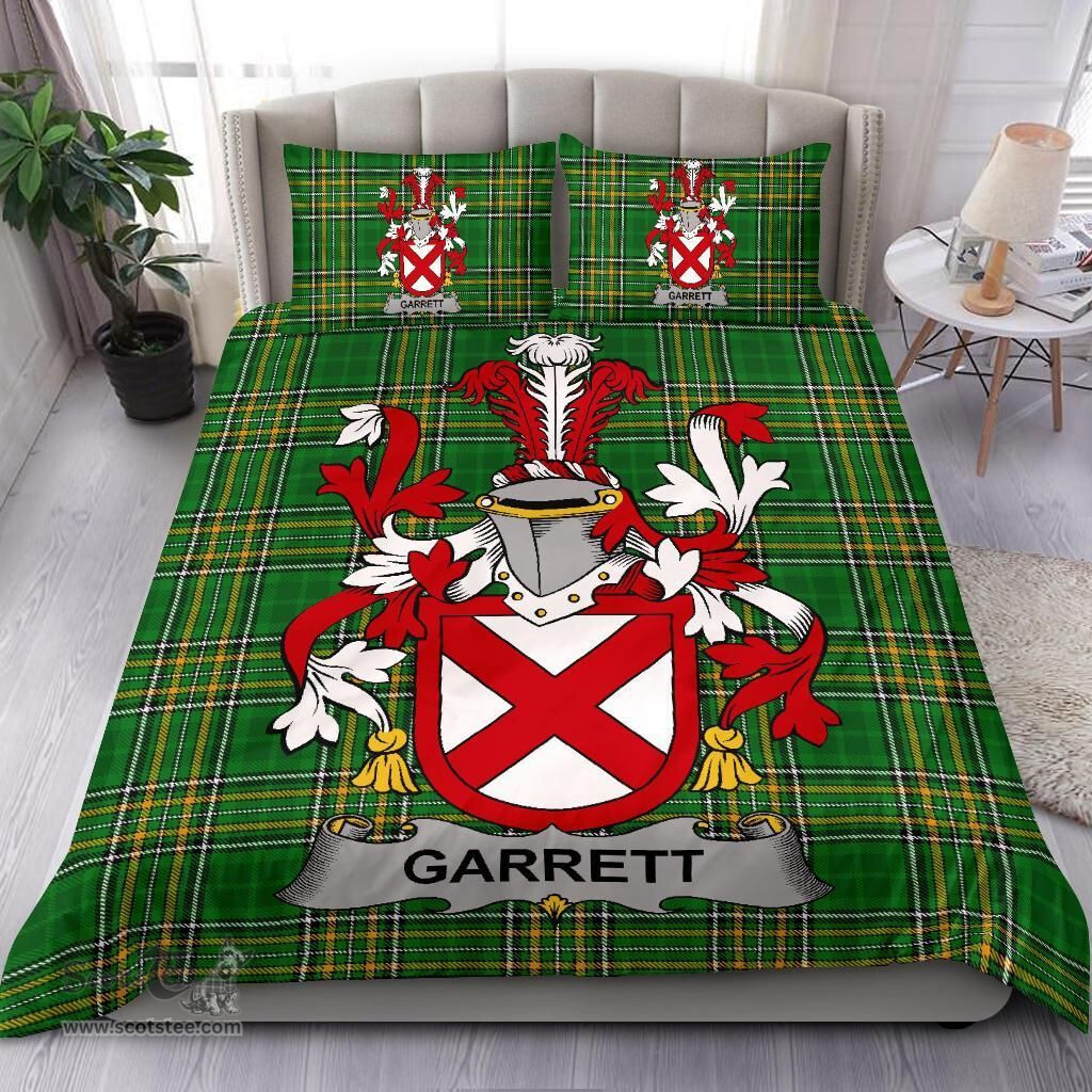 Irish Garrett Coat of Arms Family Crest Ireland Bedding Set Irish National Tartan Irish County Bedding Set Duvet Covers