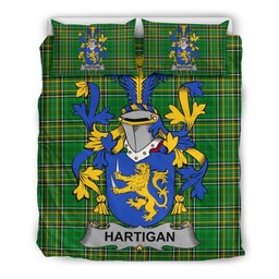 Irish Hartigan or O'Hartagan Coat of Arms Family Crest Ireland Bedding Set Irish National Tartan Irish County Bedding Set Duvet Covers