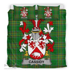 Irish Cassidy or O'Cassidy Coat of Arms Family Crest Ireland Bedding Set Irish National Tartan Irish County Bedding Set Duvet Covers