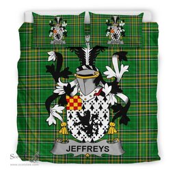 Irish Jeffreys Coat of Arms Family Crest Ireland Bedding Set Irish National Tartan Irish County Bedding Set Duvet Covers